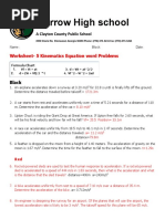 Worksheet-5 Kinematics Equations