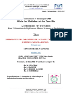 Optimisation Des Parametres de La Flottation Des Minerais Sulfures (Cas de La Blende) - Dinguemebeye Yalngar