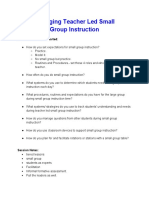 Managing Teacher Led Small Group Instruction Notes