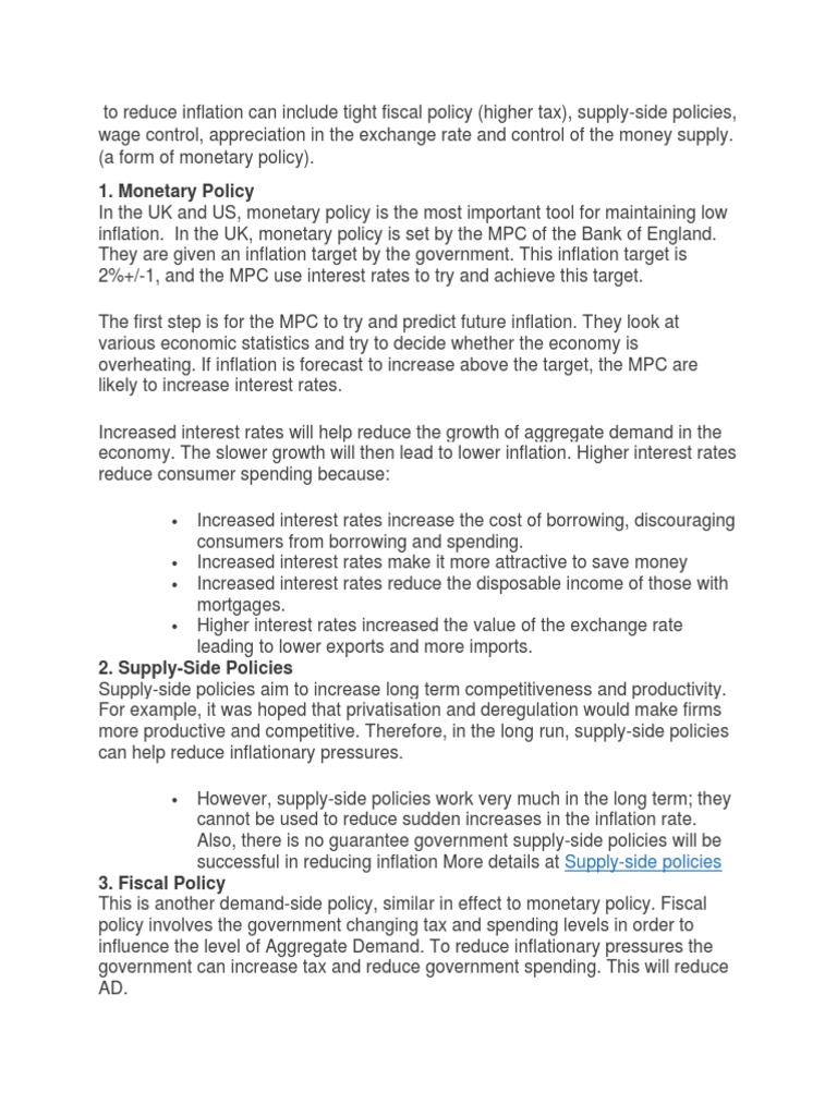 Inflation Control Strategies | PDF | Finance & Money Management
