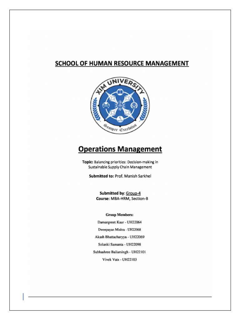 Group4 SectionB OMReport PDF Sustainability Decision Making