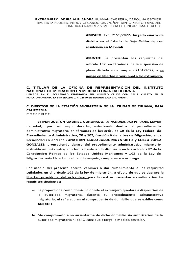 Libertad Provisional de Extranjero en Tijuana | PDF | Justicia | Crimen ...