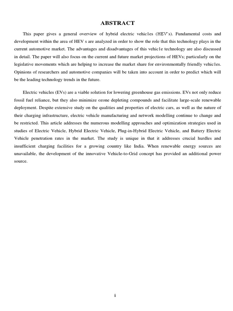 AbstractHybrid Electric Vehicles PDF