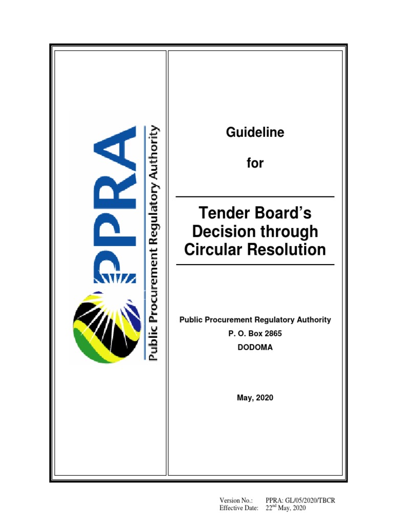 Guidline For Tender Boards Decision Through Circular Resolution May ...