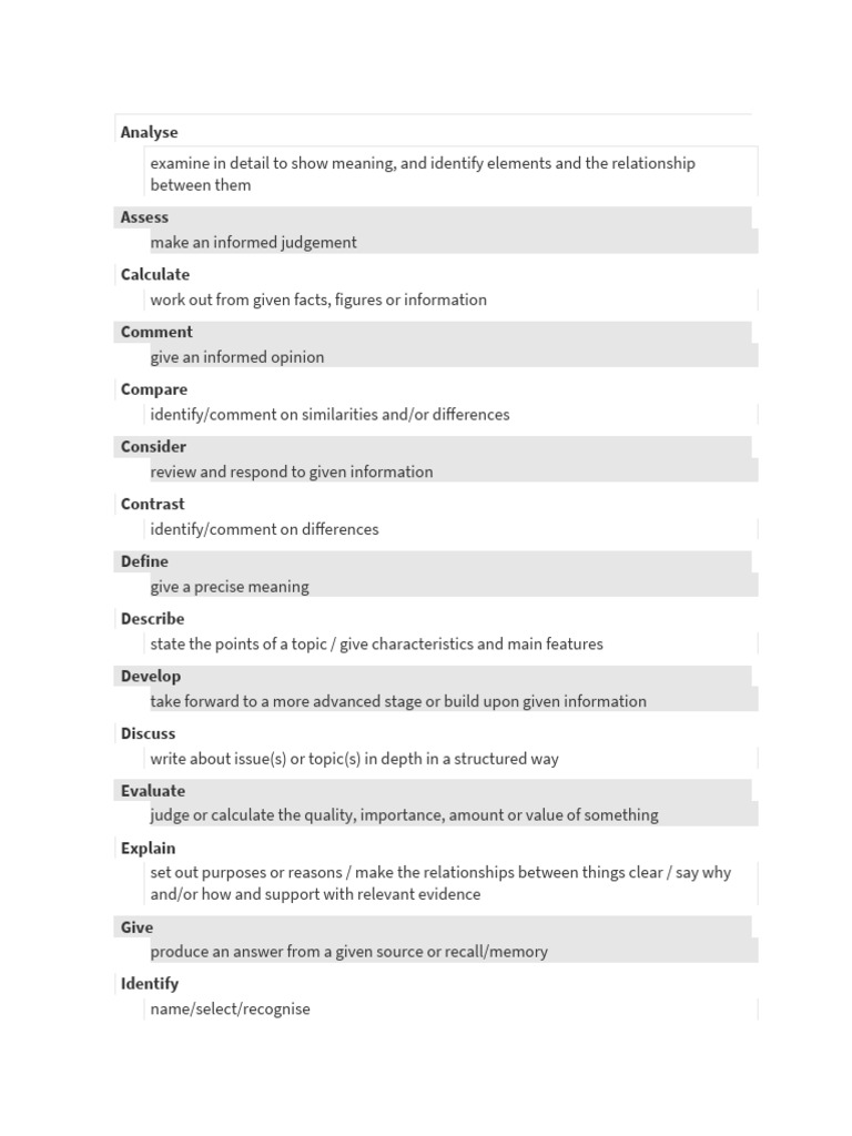Command Terms Definition | PDF