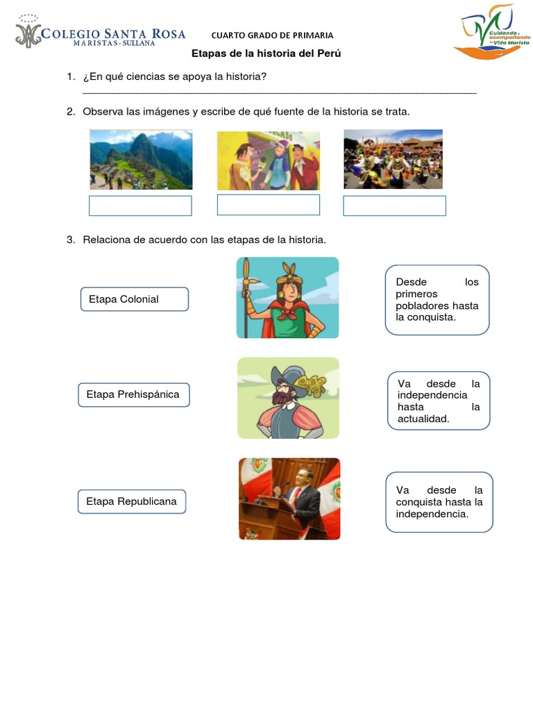 Etapas De La Historia Del Perú Ficha Pdf