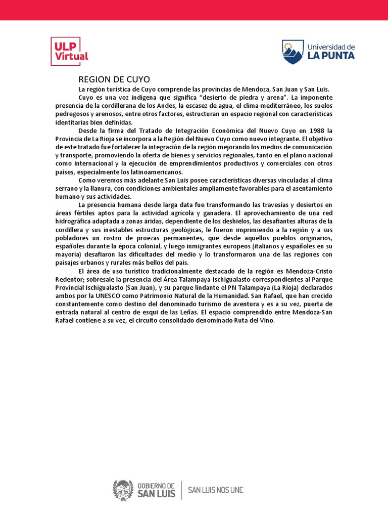 Características de la Región de Cuyo | PDF | Andes | Montañas