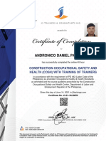 Andronico Daniel Padilla JR.: Construction Occupational Safety and Health (Cosh) With Training of Trainers