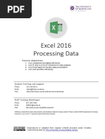 Excel 2016 Processing Data: Course Objectives