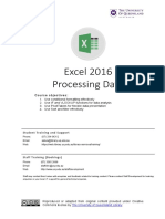 Excel 2016 Processing Data: Course Objectives