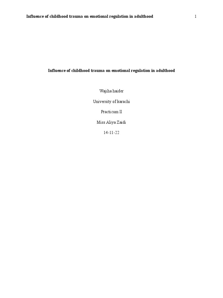 Childhood Trauma's Impact on Adult Emotions | PDF | Emotional Self ...