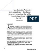 La malaria en las zonas de Urabá y Bajo Cauca antioqueño