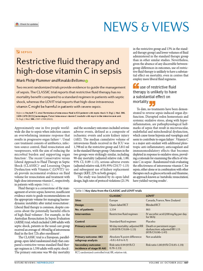 News & Views Restrictive Fluid Therapy and HighDose Vitamin C in
