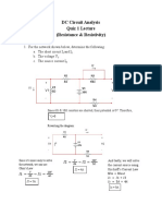 DC CircuitAnalysisQuiz1 PowerDeliveredtothe10Ω KirchoffsLaw PDF