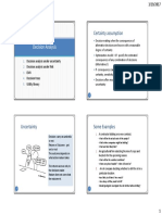 Certainty Assumption: Decision Analysis Decision Analysis