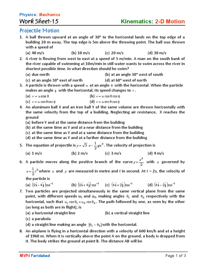 Kinematics: Projectile Motion Problems | PDF | Physical Phenomena ...