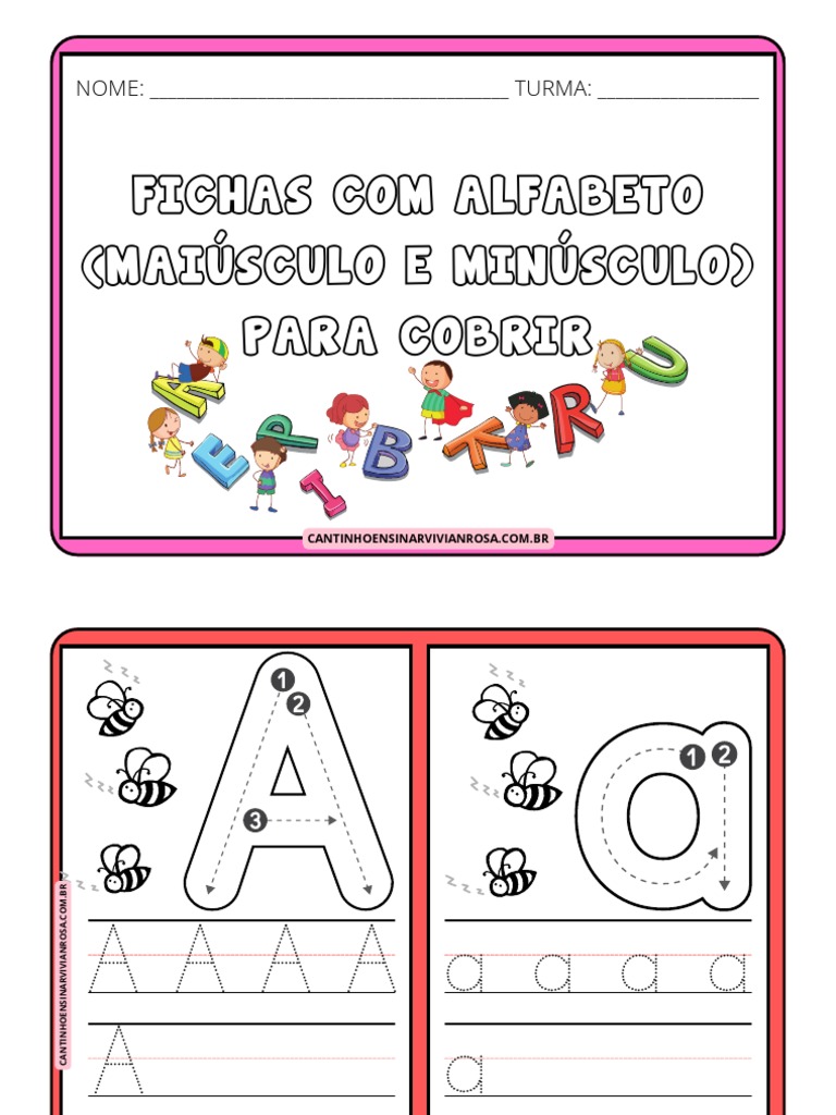 Fichas Com Alfabeto Maiusculo e Minusculo Para Cobrir | PDF