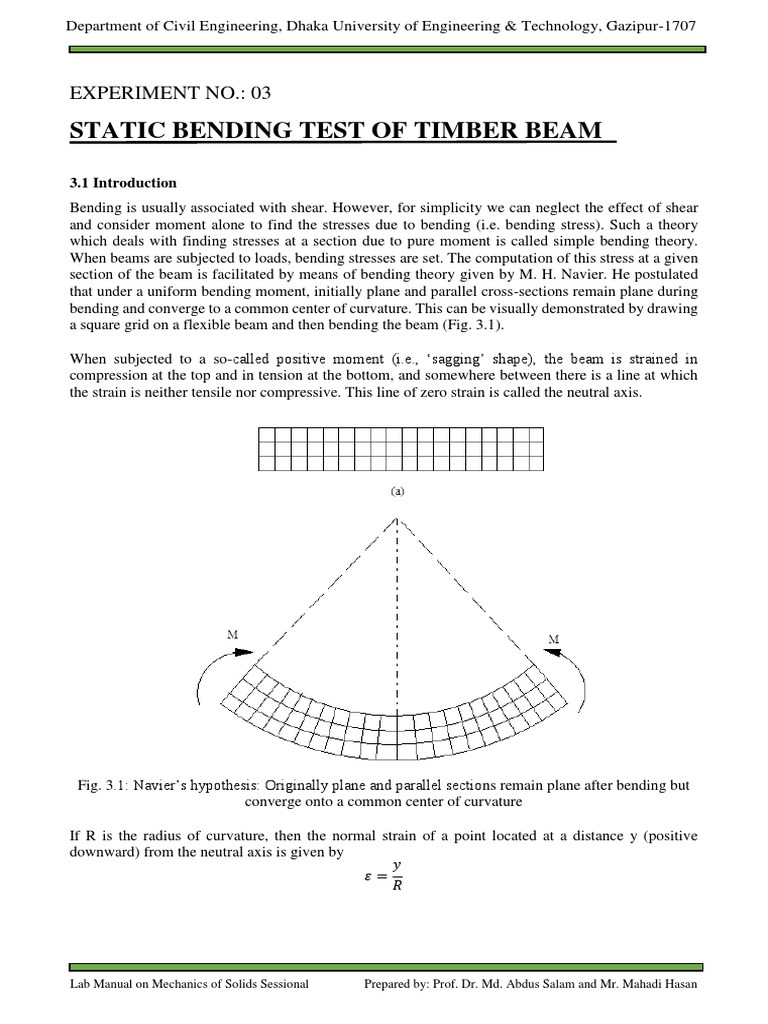 Static Bending Test of Timber Beam | PDF | Bending | Beam (Structure)