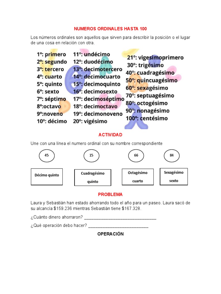 Matematicas Numeros Ordinales | PDF