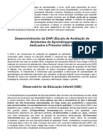 Desenvolvimento Da EAPI (Escala de Avaliação de Ambientes de Aprendizagens Dedicados À Primeira Infância)