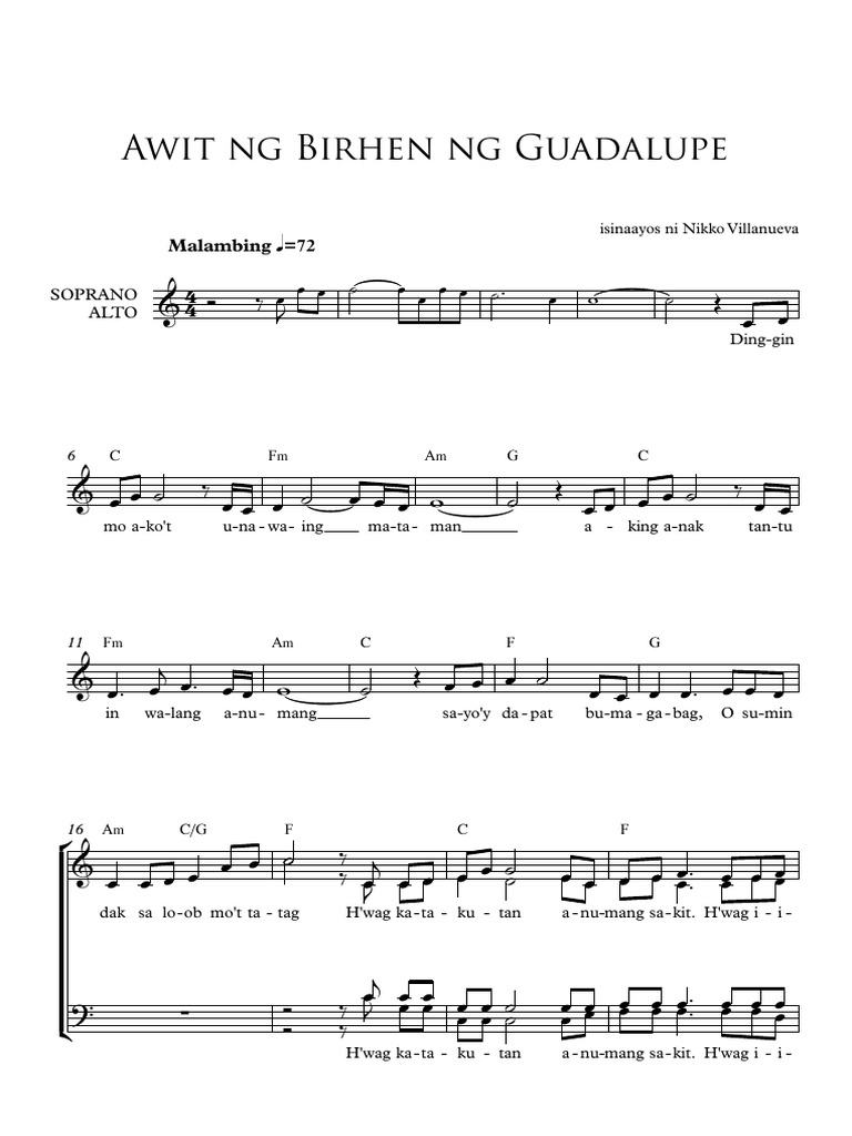 Awit NG Birhen NG Guadalupe Full Score | PDF