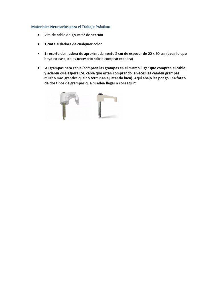 Materiales Necesarios para El Trabajo Práctico | PDF