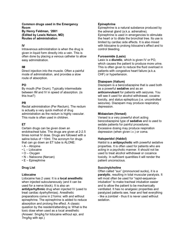 List Four Common Drugs