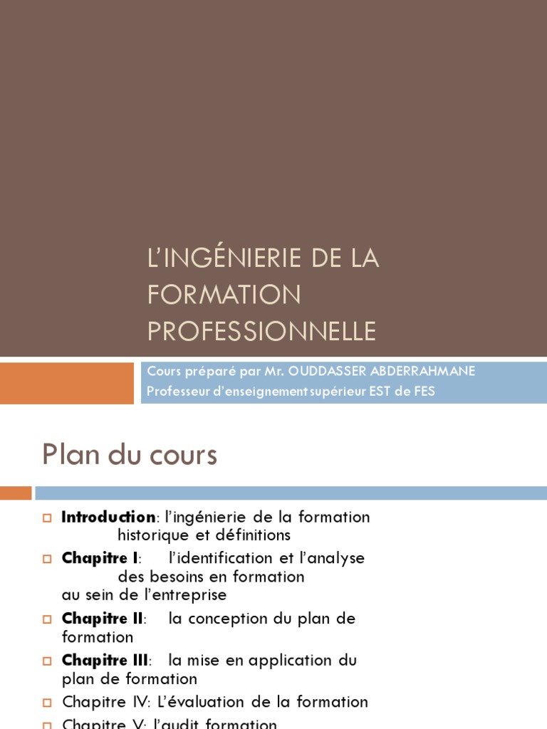 Ingénierie de la formation professionnelle | PDF | Business | Pédagogie