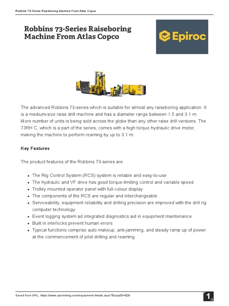 Robbins 73RH Raiseboring Machine Overview | PDF | Engineering ...