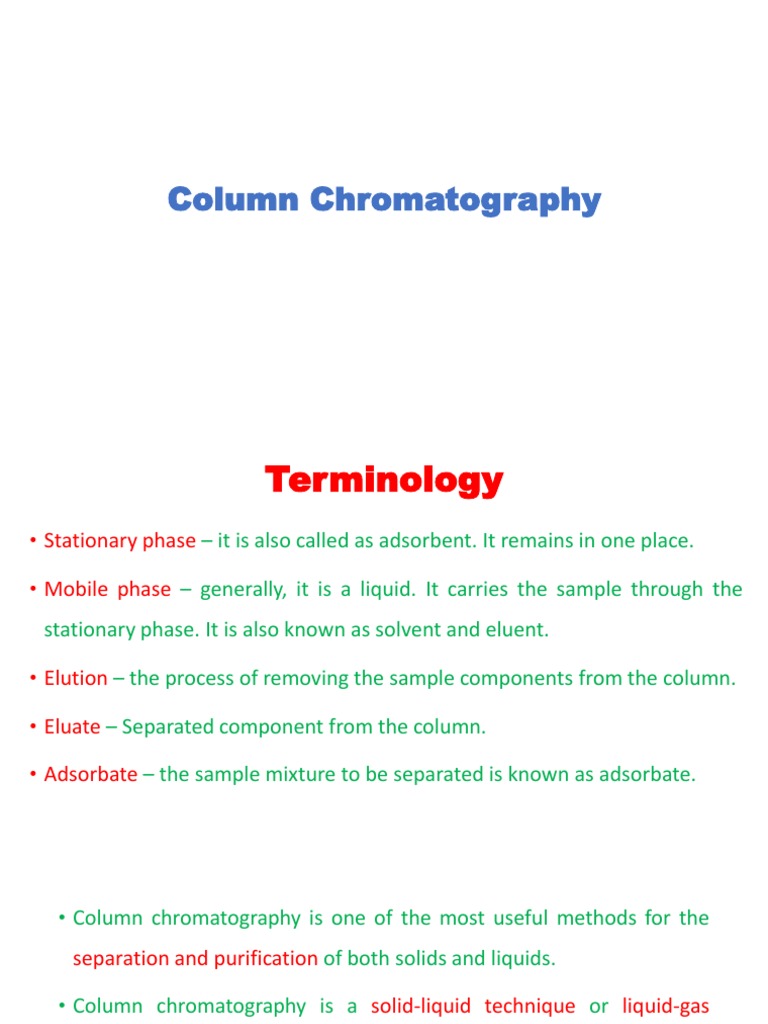 Column Chromatography PDF Chromatography Elution