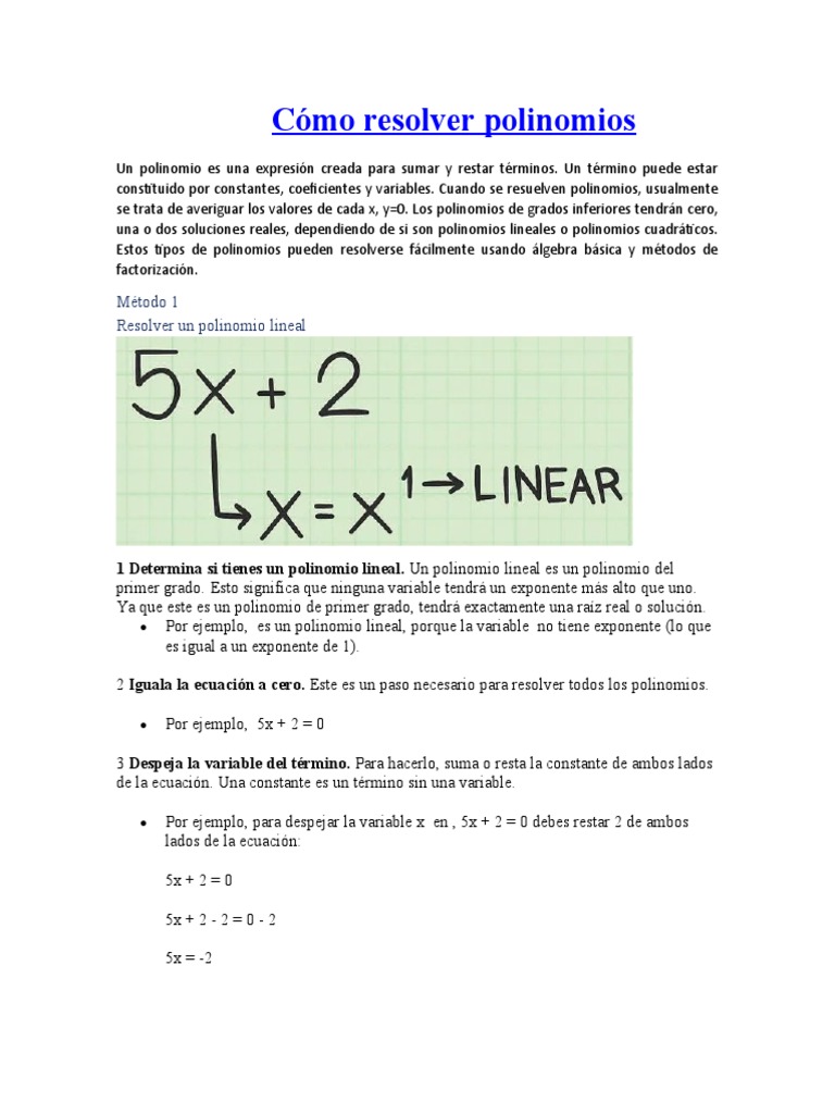 Cómo Resolver Polinomios | PDF | Ecuaciones | Factorización