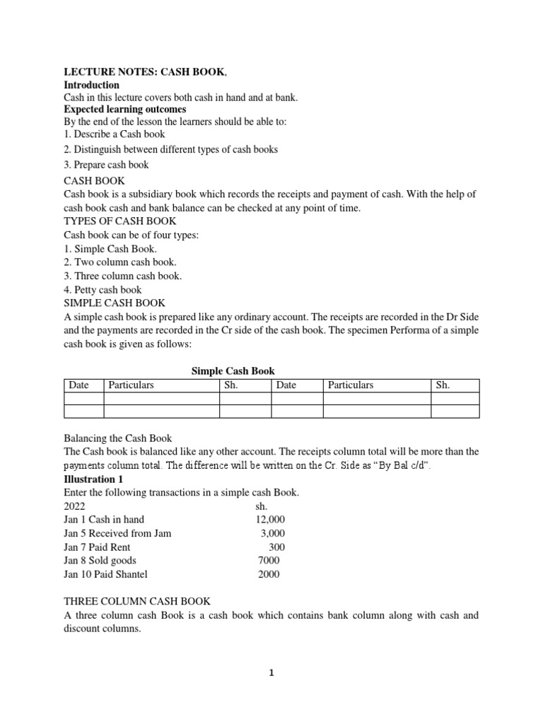 Understanding Cash Book Preparation | PDF | Cash | Banks