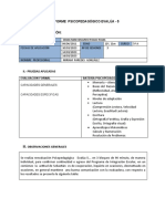 Informe psicopedagógico evalúa estudiante 5° básico