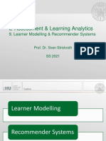 E-Assessment & Learning Analytics: 9. Learner Modelling & Recommender Systems