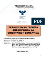 Perspectivas Teorías Que Explican La Orientación Educativa