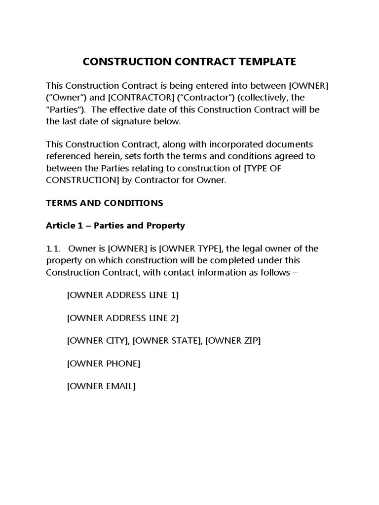 9General Contract Template PDF General Contractor Private Law