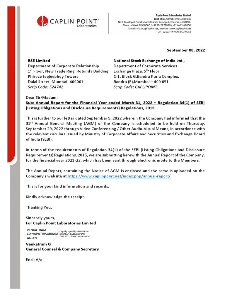 Caplin Point Laboratories Annual Report 2022 | PDF | Business | Finance ...