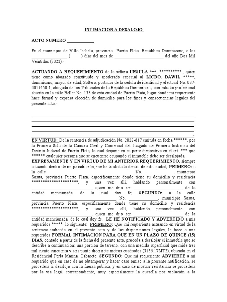 Intimacion A Desalojo Klaus | PDF | Ley Pública | Gobierno