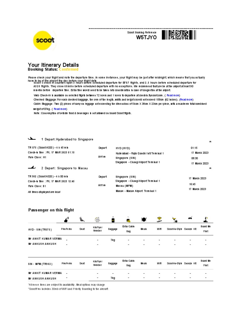 Scoot booking itinerary details pdf baggage transport