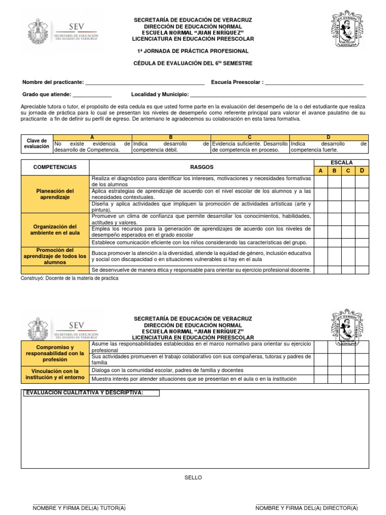Cedula de evaluacion 6 2023 descargar gratis pdf educaci n de la