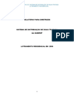 Relatório do sistema de distribuição de água tratada para loteamento residencial em Itatiba/SP