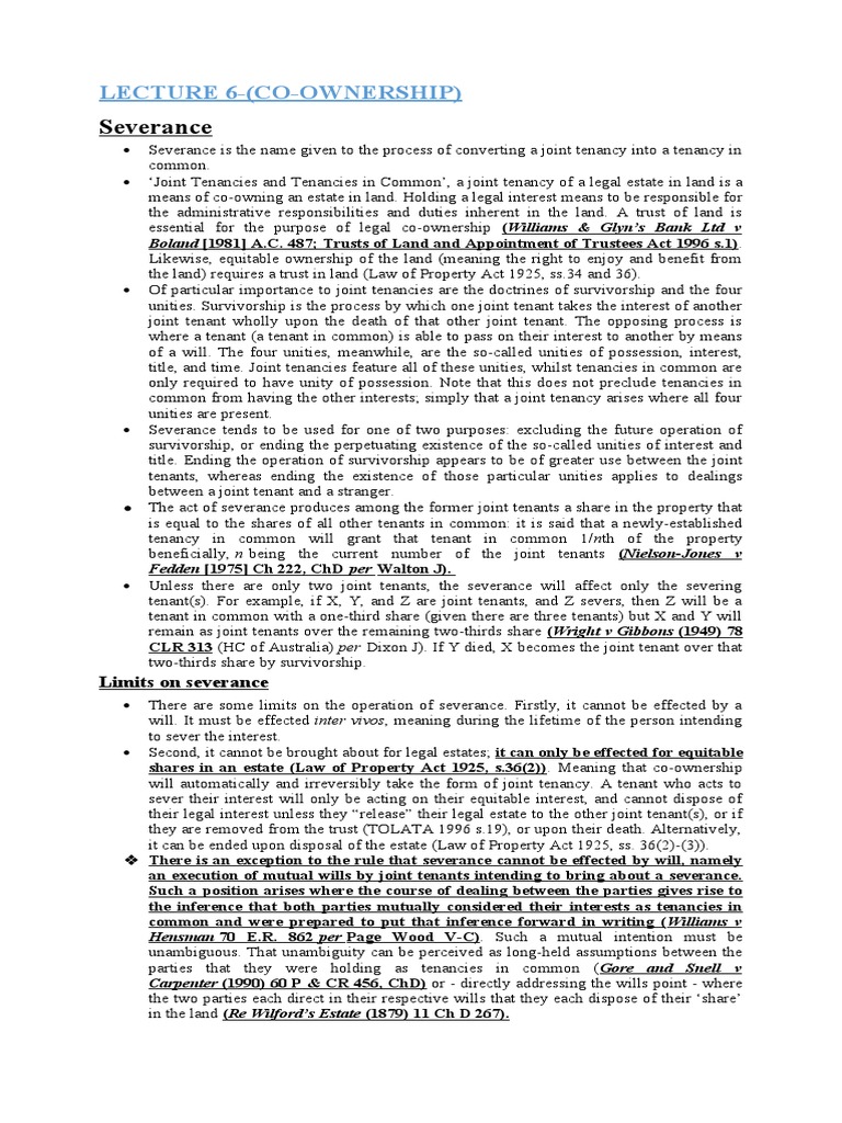 Understanding Severance in Co-Ownership | PDF | Concurrent Estate ...