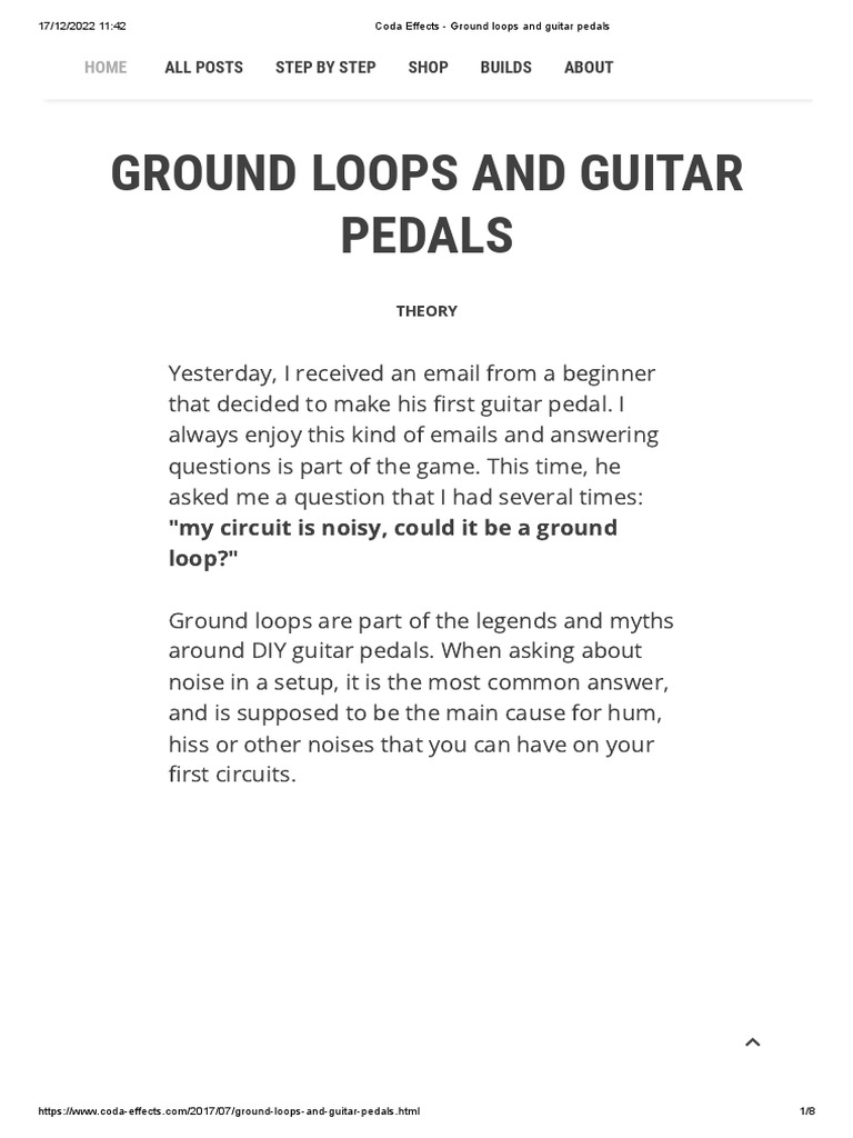 Coda Effects Ground Loops and Guitar Pedals PDF Electricity