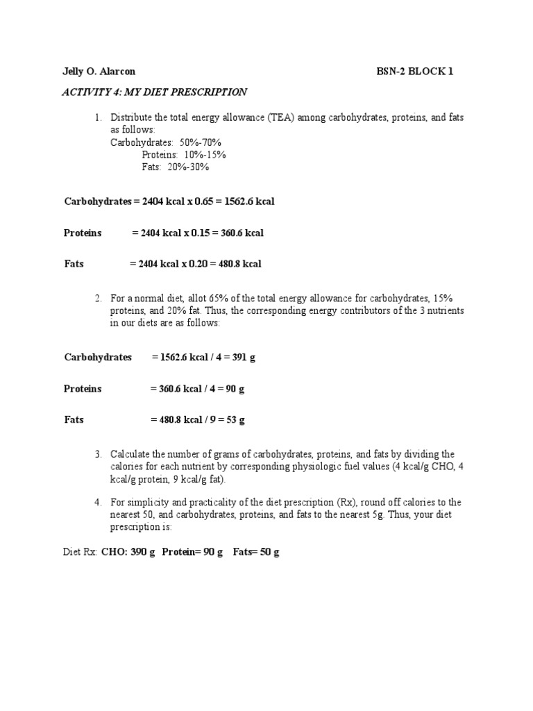 Diet Prescription | PDF