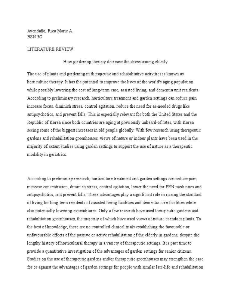 Literature Review Sample | PDF | Physical Therapy | Antipsychotic