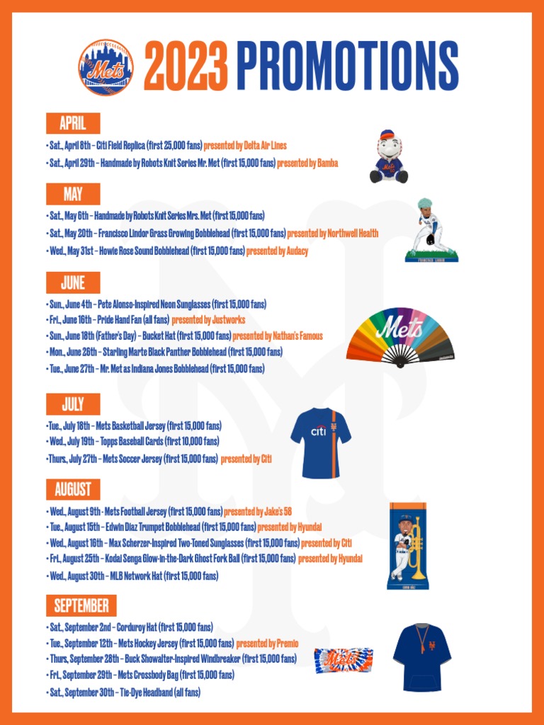 Mets 2023 Promotional Giveaway Schedule | PDF | Sports & Recreation ...
