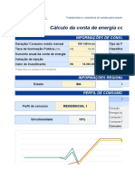 Simulação de conta de energia elétrica residencial com sistema solar