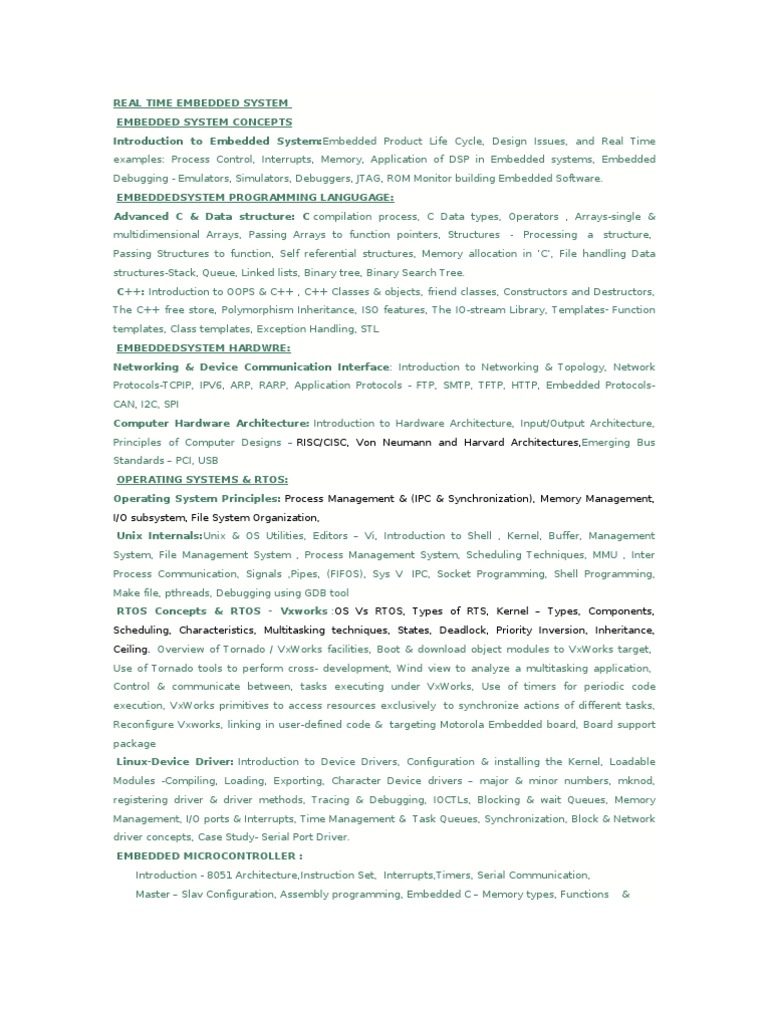 Real-Time Embedded Systems Overview | PDF | Embedded System | Device Driver