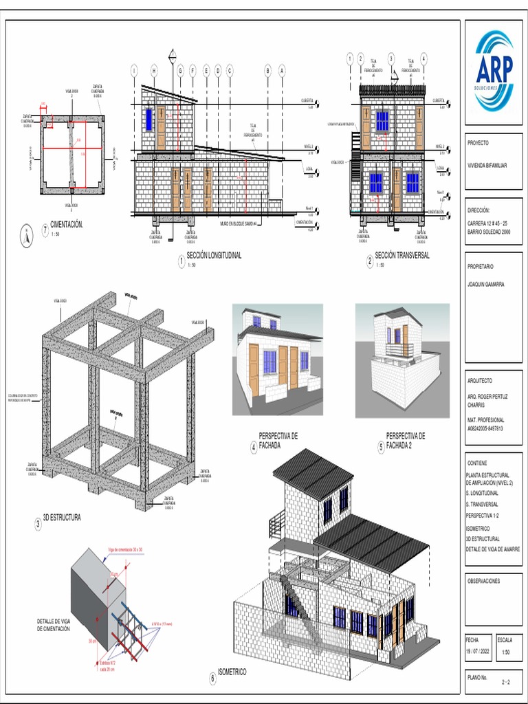 Plano General 2 Vivienda Joaquín Gamarra | PDF | Ingeniería estructural ...