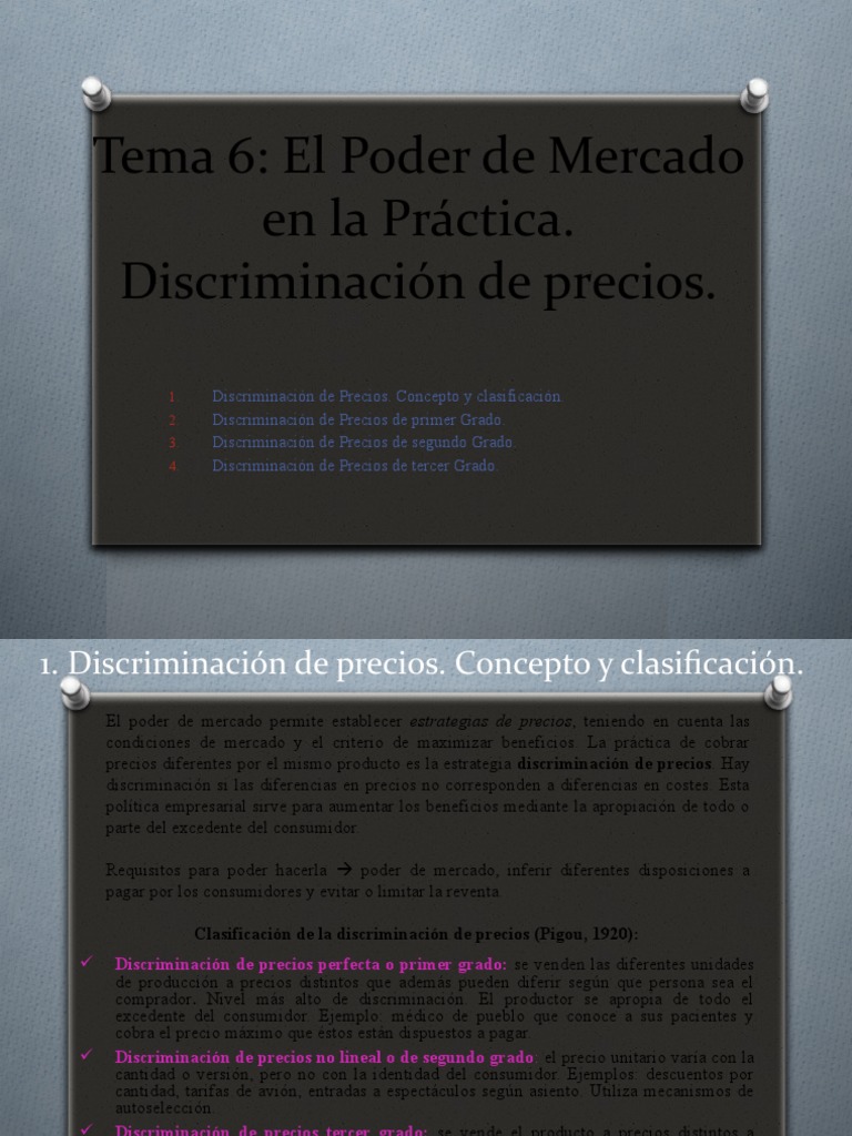 Tema 6. Discriminación de Precios PDF Monopolio Excedente económico